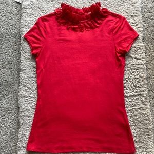 Ted baker size 1 coral top with neck detail and button back closure.